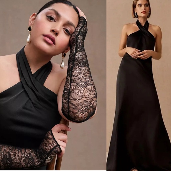 BHLDN X RUBY TWIST Evening Maxi Halter Satin Dress - Picture 9 of 9